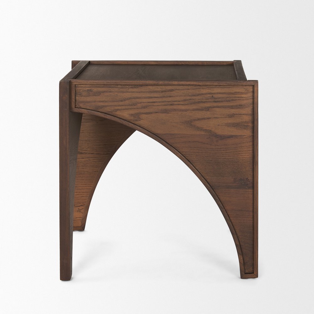 Brown Wood Modern Arched Square End Table - 24-inch