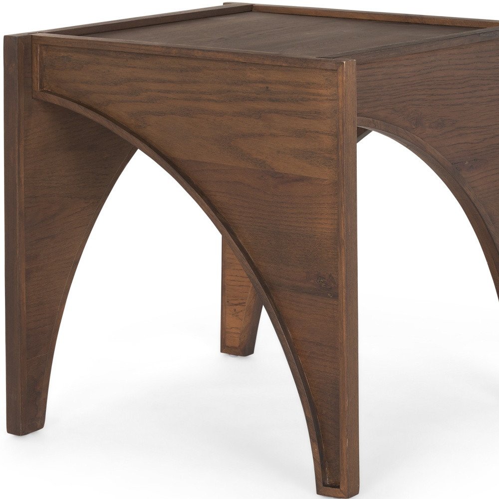 Brown Wood Modern Arched Square End Table - 24-inch