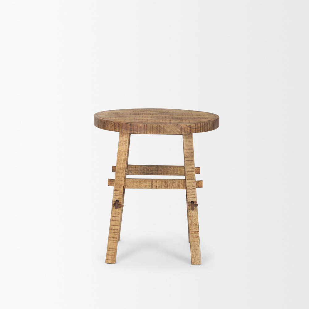 Brown Distressed Solid Wood End Table - 23-inch