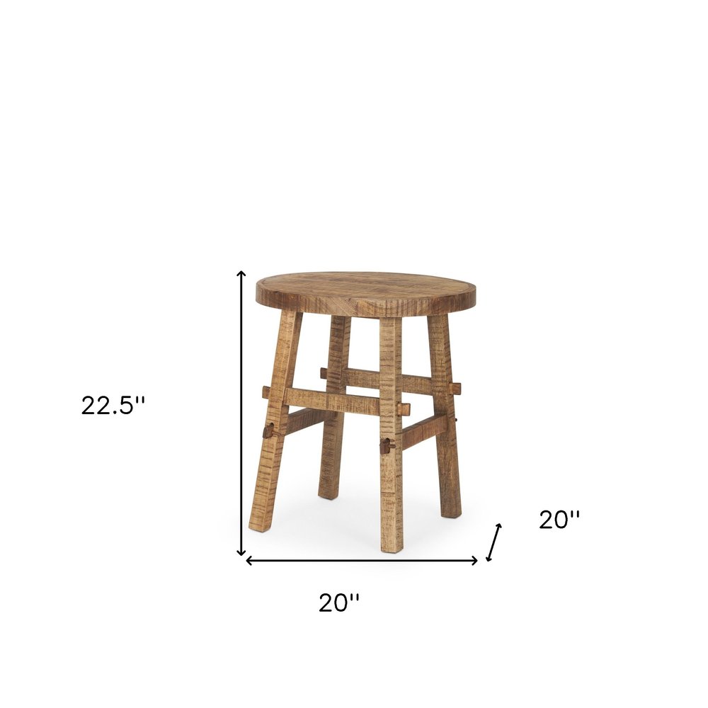 Brown Distressed Solid Wood End Table - 23-inch