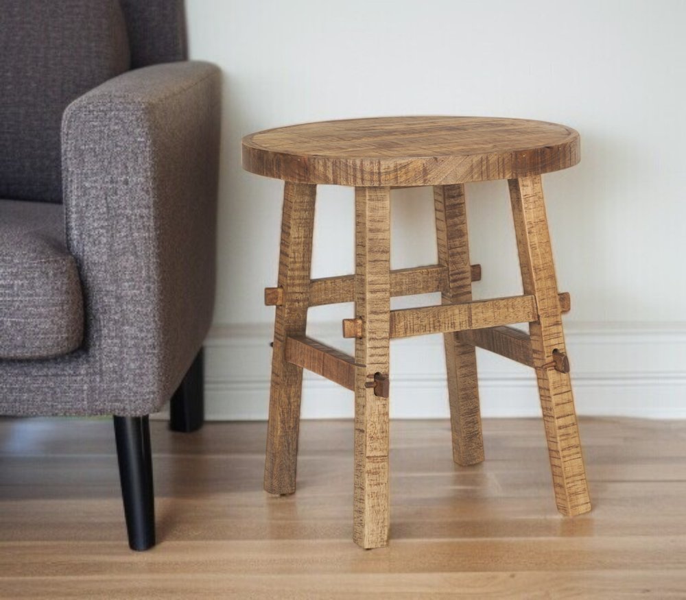 Brown Distressed Solid Wood End Table - 23-inch