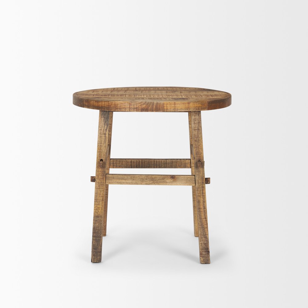 Brown Distressed Solid Wood End Table - 26-inch