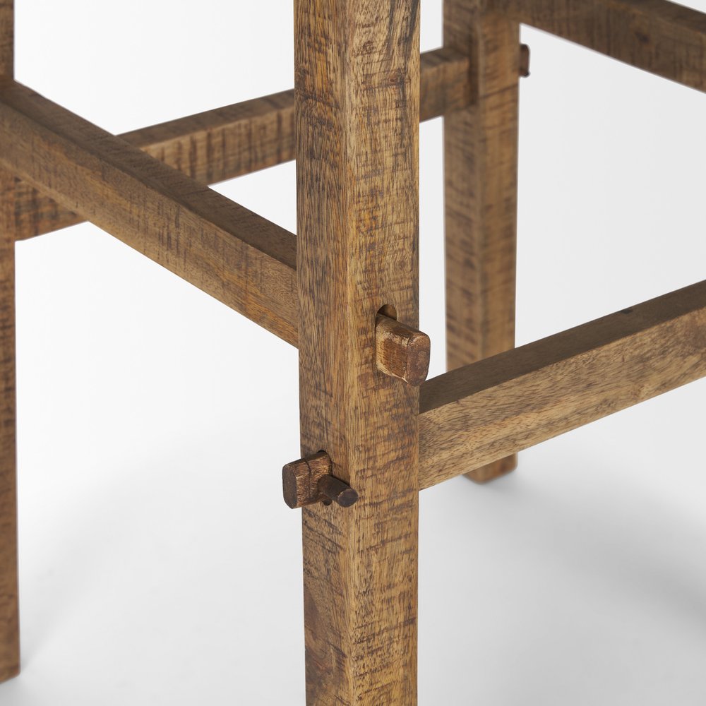 Brown Distressed Solid Wood End Table - 26-inch