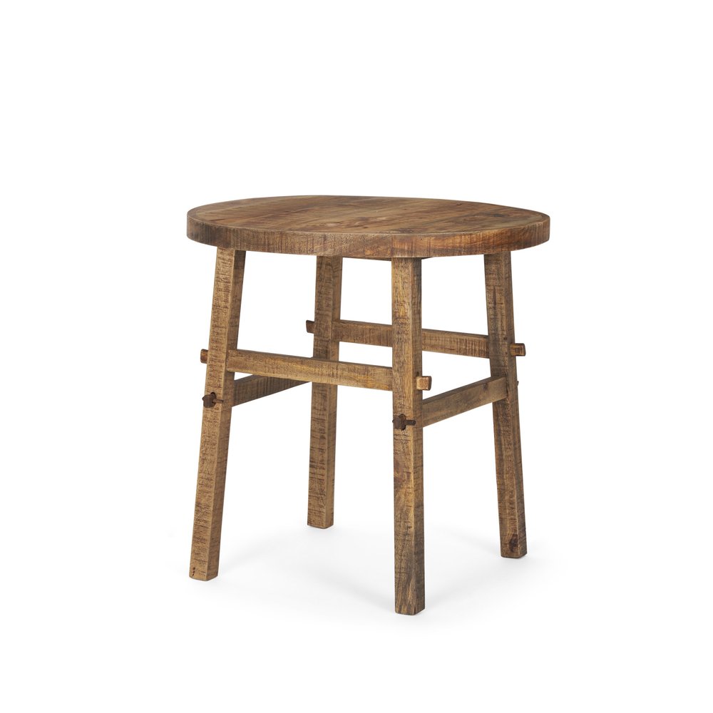 Brown Distressed Solid Wood End Table - 26-inch