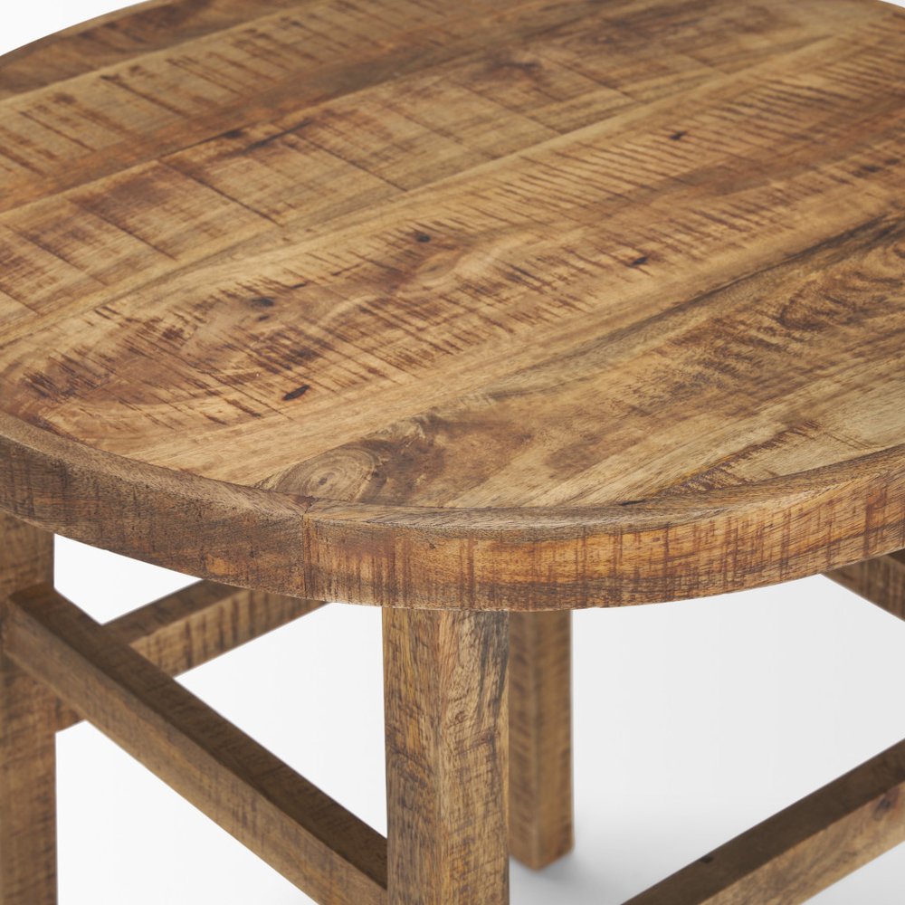 Brown Distressed Solid Wood End Table - 26-inch