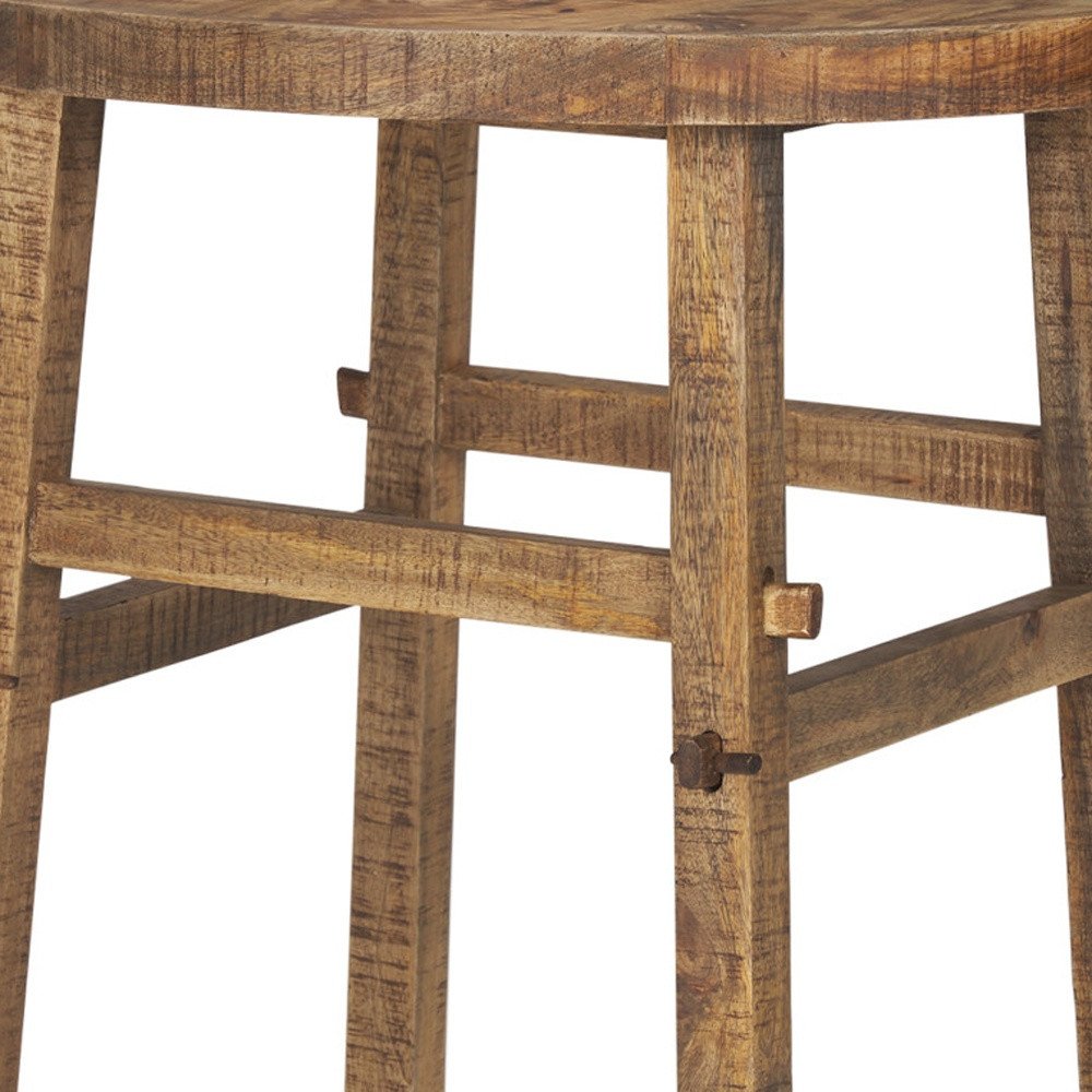 Brown Distressed Solid Wood End Table - 26-inch