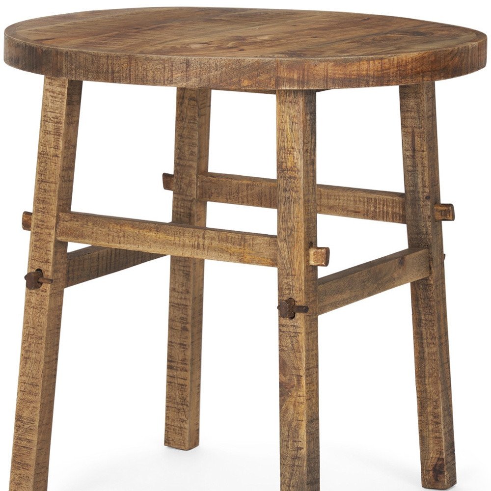 Brown Distressed Solid Wood End Table - 26-inch