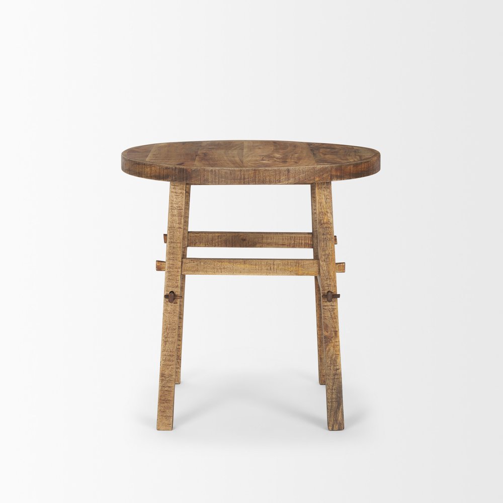 Brown Distressed Solid Wood End Table - 26-inch