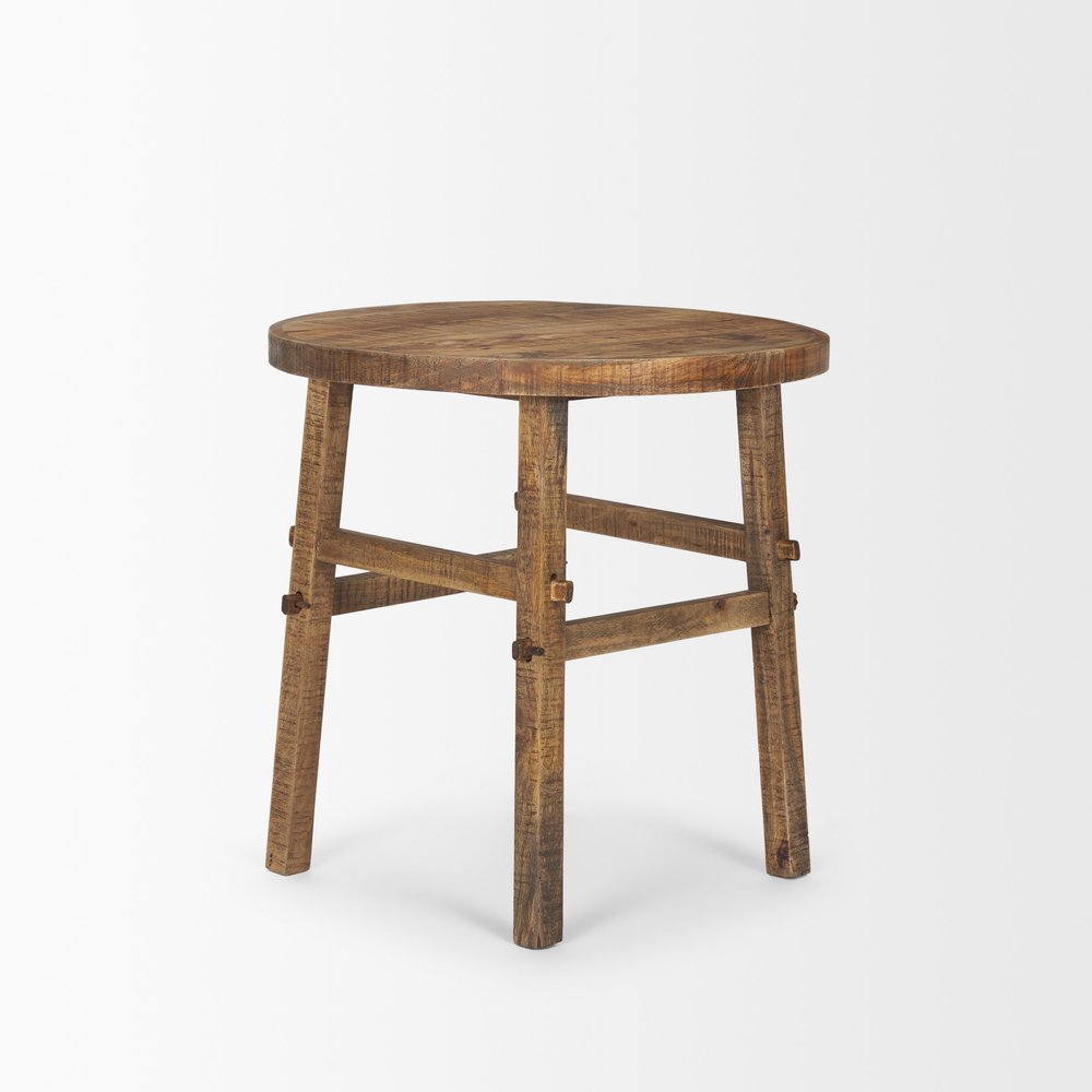 Brown Distressed Solid Wood End Table - 26-inch