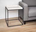 White and Black Marble and Metal Square Frame End Table - 20-inch