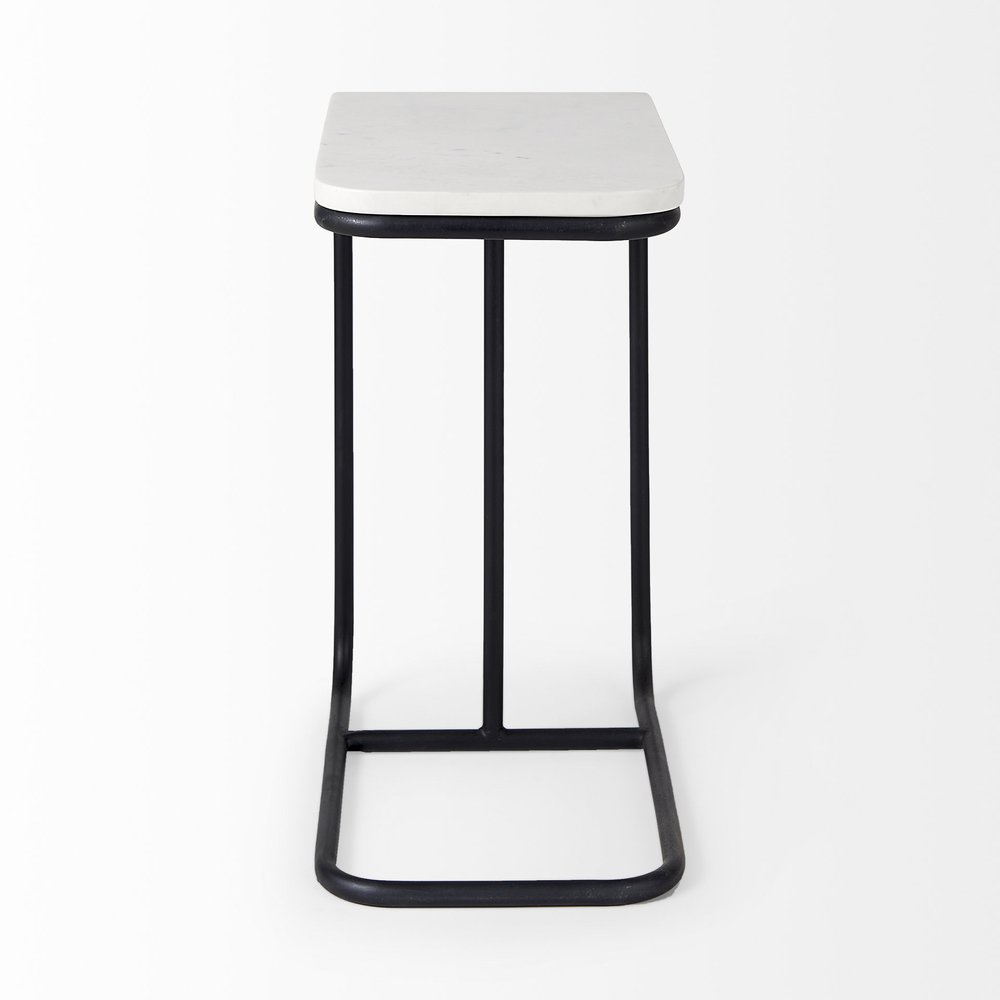 Black and White Marble and Metal C Table End Table - 23-inch