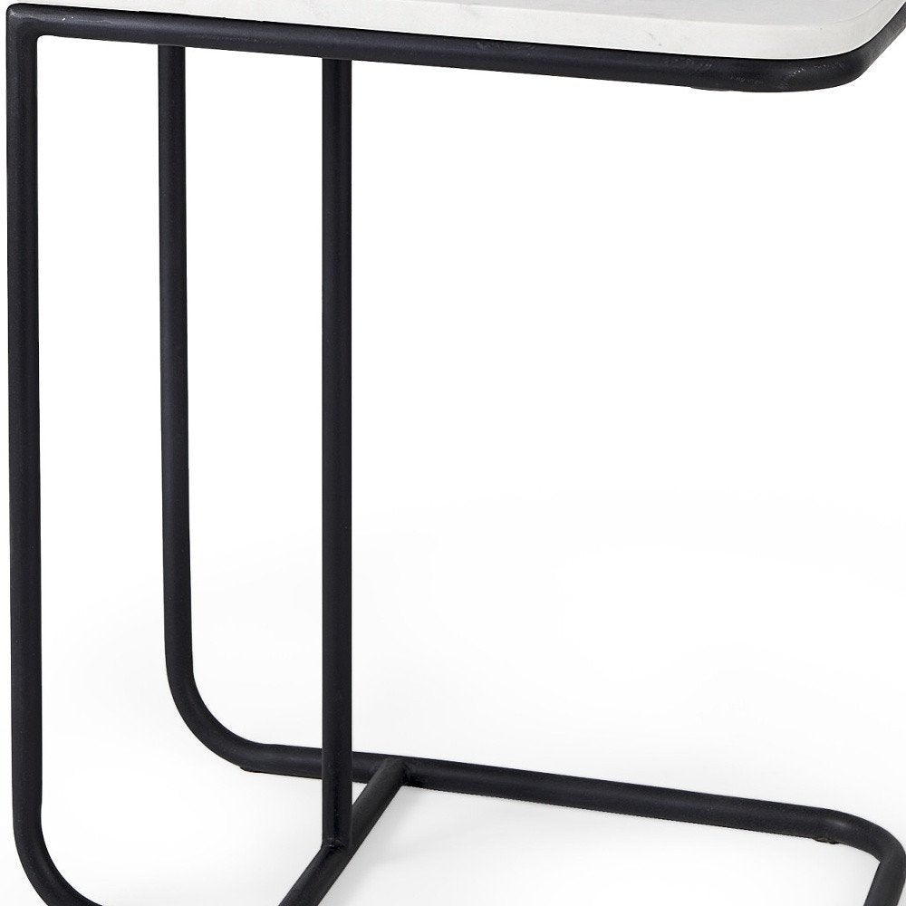 Black and White Marble and Metal C Table End Table - 23-inch