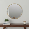 Antiqued Brass Iron Round Framed Accent Mirror - 24-inch
