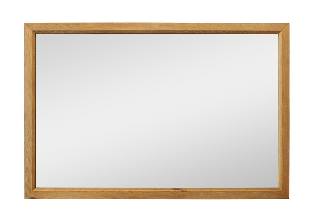 Natural Solid Wood Framed Mounted Accent Mirror - 40-inch