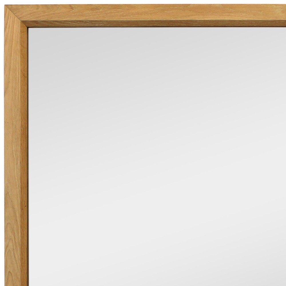 Natural Solid Wood Framed Mounted Accent Mirror - 40-inch
