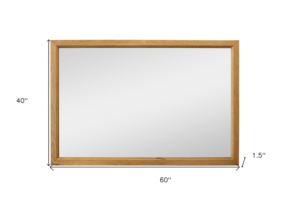 Natural Solid Wood Framed Mounted Accent Mirror - 40-inch