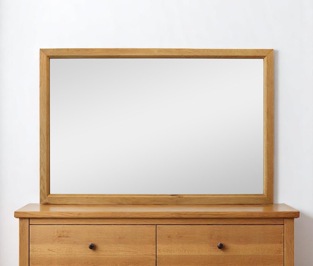 Natural Solid Wood Framed Mounted Accent Mirror - 40-inch