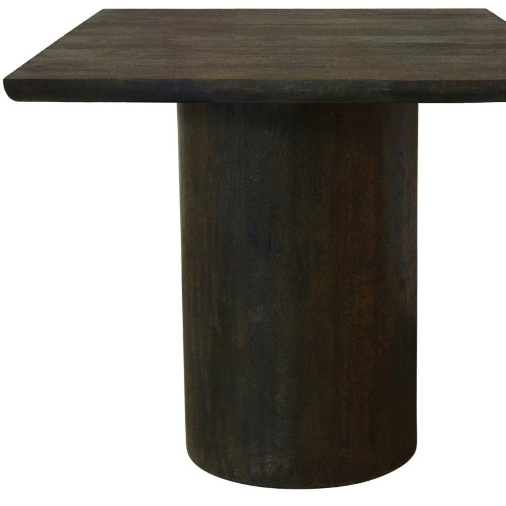 Dark Brown Distressed Solid Wood Square Pedestal End Table - 24-inch