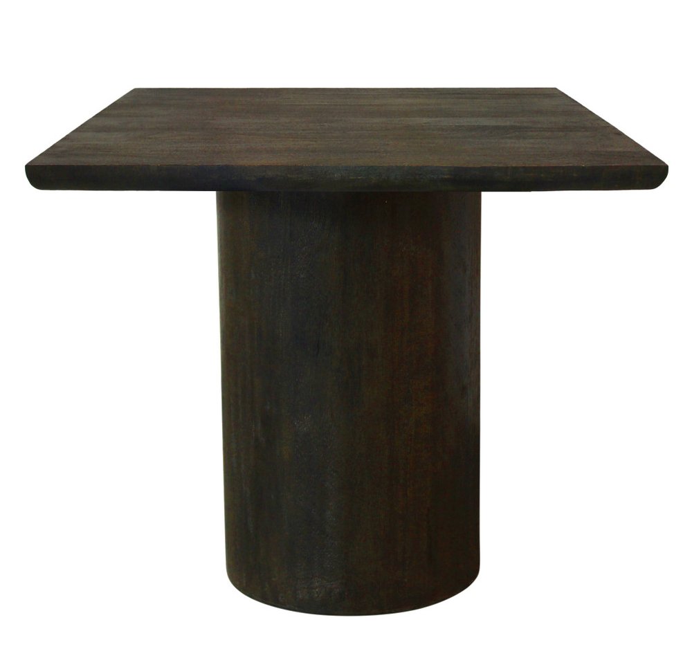 Dark Brown Distressed Solid Wood Square Pedestal End Table - 24-inch