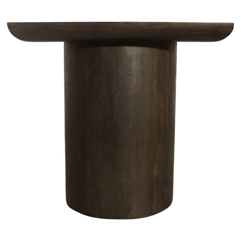 Dark Brown Distressed Solid Wood Square Pedestal End Table - 24-inch