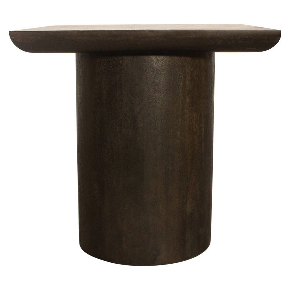 Dark Brown Distressed Solid Wood Square Pedestal End Table - 24-inch