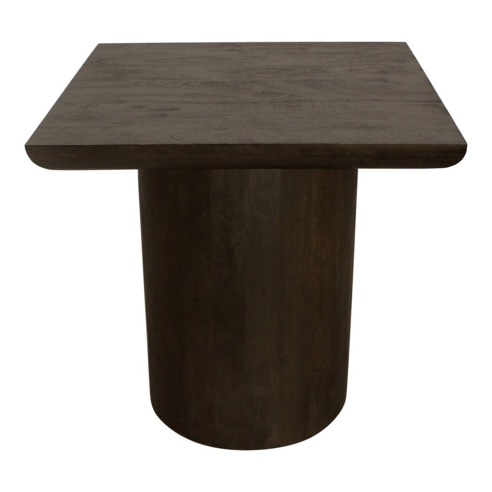 Dark Brown Distressed Solid Wood Square Pedestal End Table - 24-inch