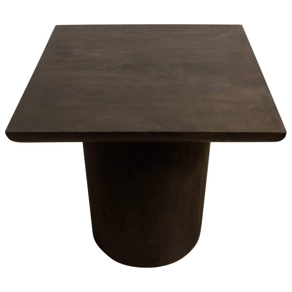 Dark Brown Distressed Solid Wood Square Pedestal End Table - 24-inch