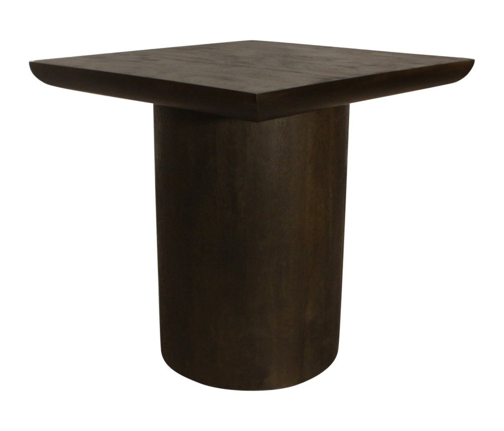 Dark Brown Distressed Solid Wood Square Pedestal End Table - 24-inch