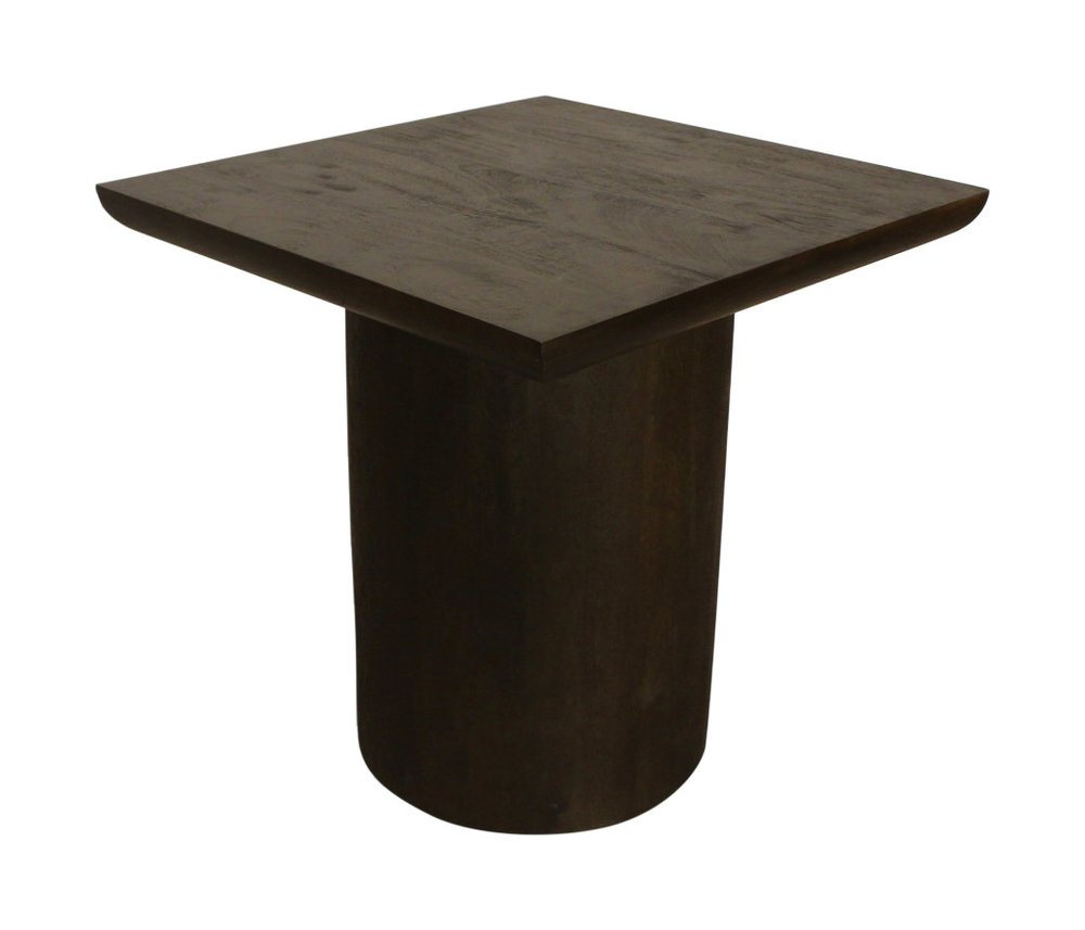 Dark Brown Distressed Solid Wood Square Pedestal End Table - 24-inch