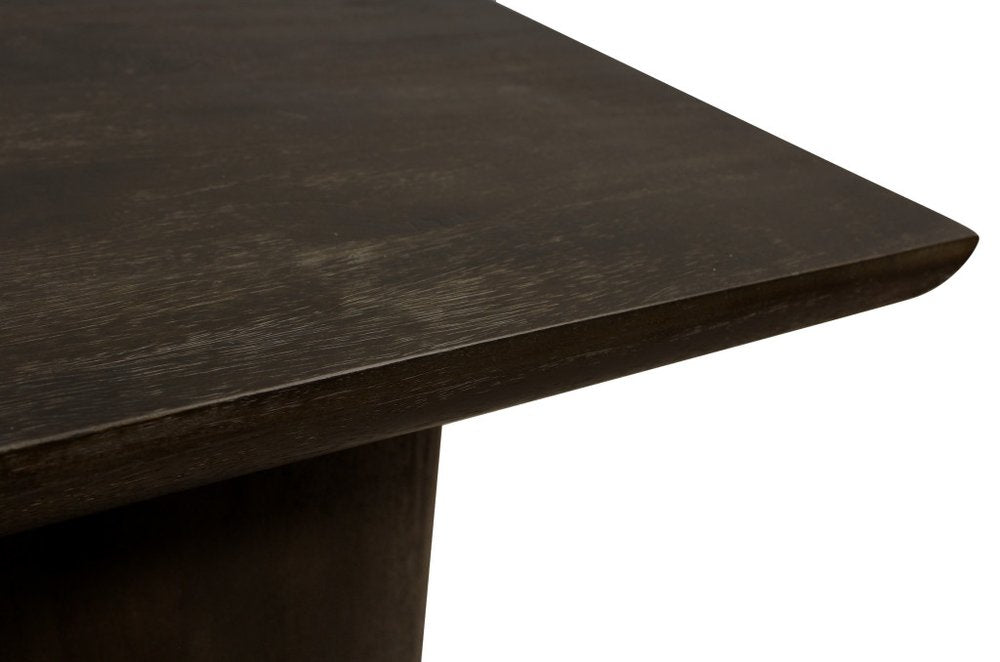 Dark Brown Distressed Solid Wood Square Pedestal End Table - 24-inch
