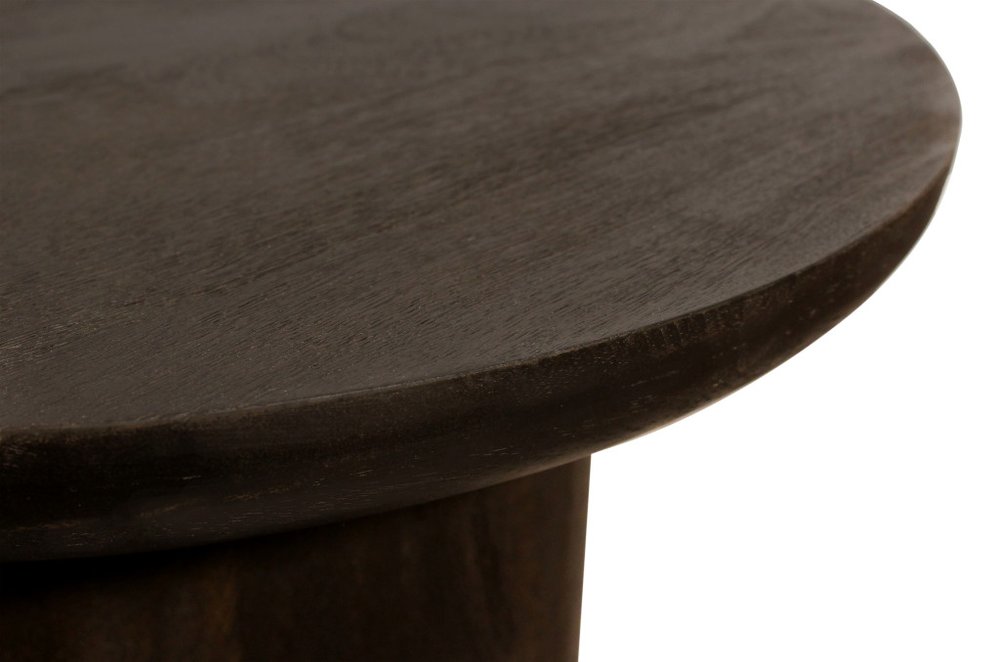 Dark Brown Distressed Solid Wood Round Pedestal End Table - 24-inch