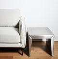 Silver Aluminum and Solid Wood Square Sled End Table - 24-inch