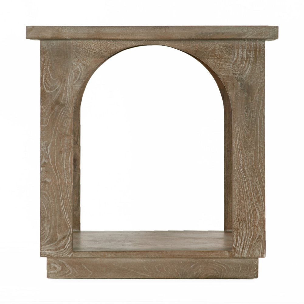Brown Distressed Solid Wood Square Floor Shelf End Table - 24-inch