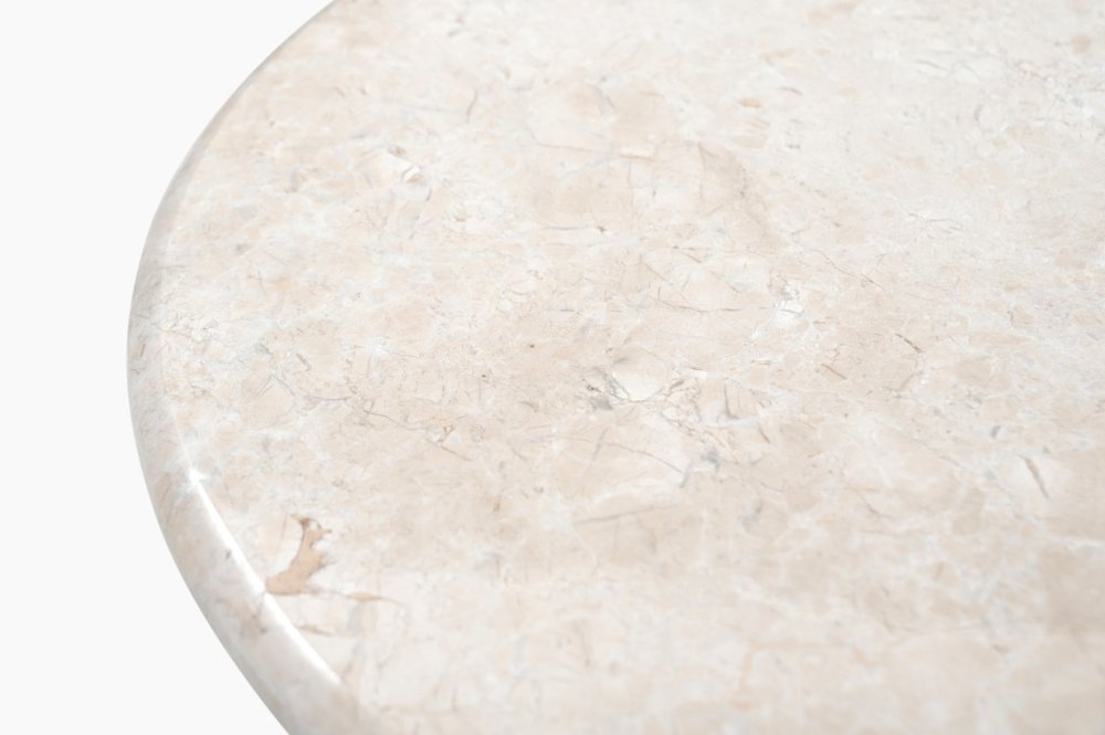 Cream Marble Round Pedestal End Table - 24-inch