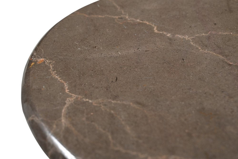 Brown Marble Round Pedestal End Table - 24-inch
