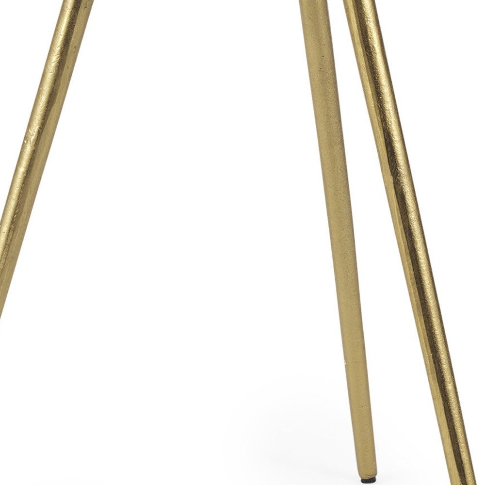 White and Gold Stone and Metal Tray Table - 18-inch