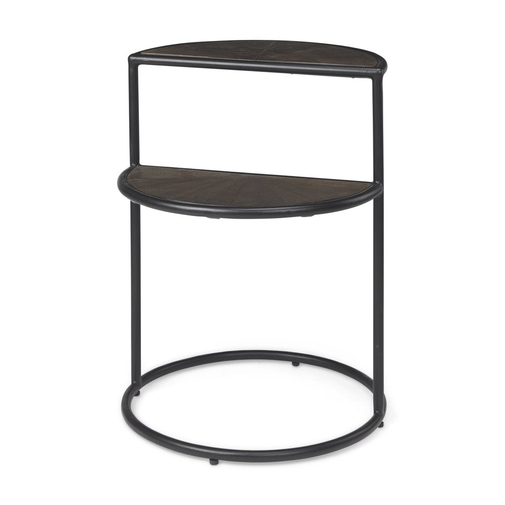 Espresso and Black Solid Wood and Metal Tray Table - 19-inch