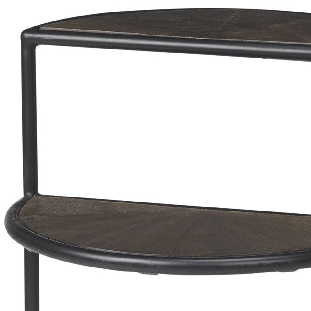 Espresso and Black Solid Wood and Metal Tray Table - 19-inch