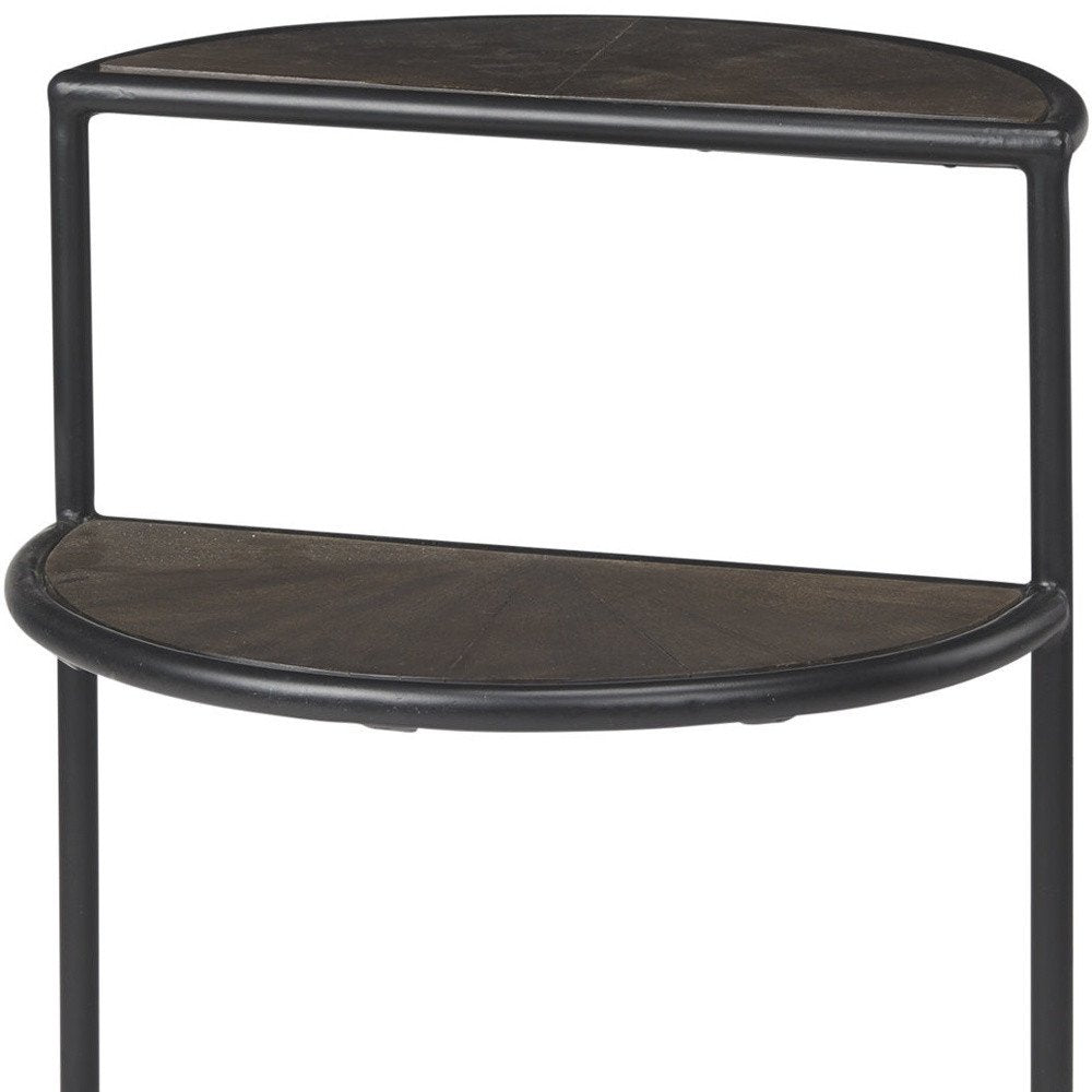 Espresso and Black Solid Wood and Metal Tray Table - 19-inch