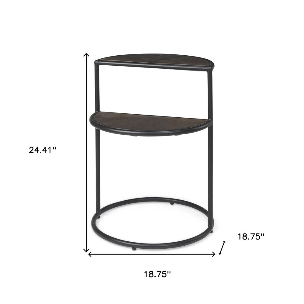 Espresso and Black Solid Wood and Metal Tray Table - 19-inch