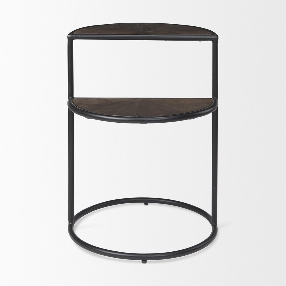 Espresso and Black Solid Wood and Metal Tray Table - 19-inch