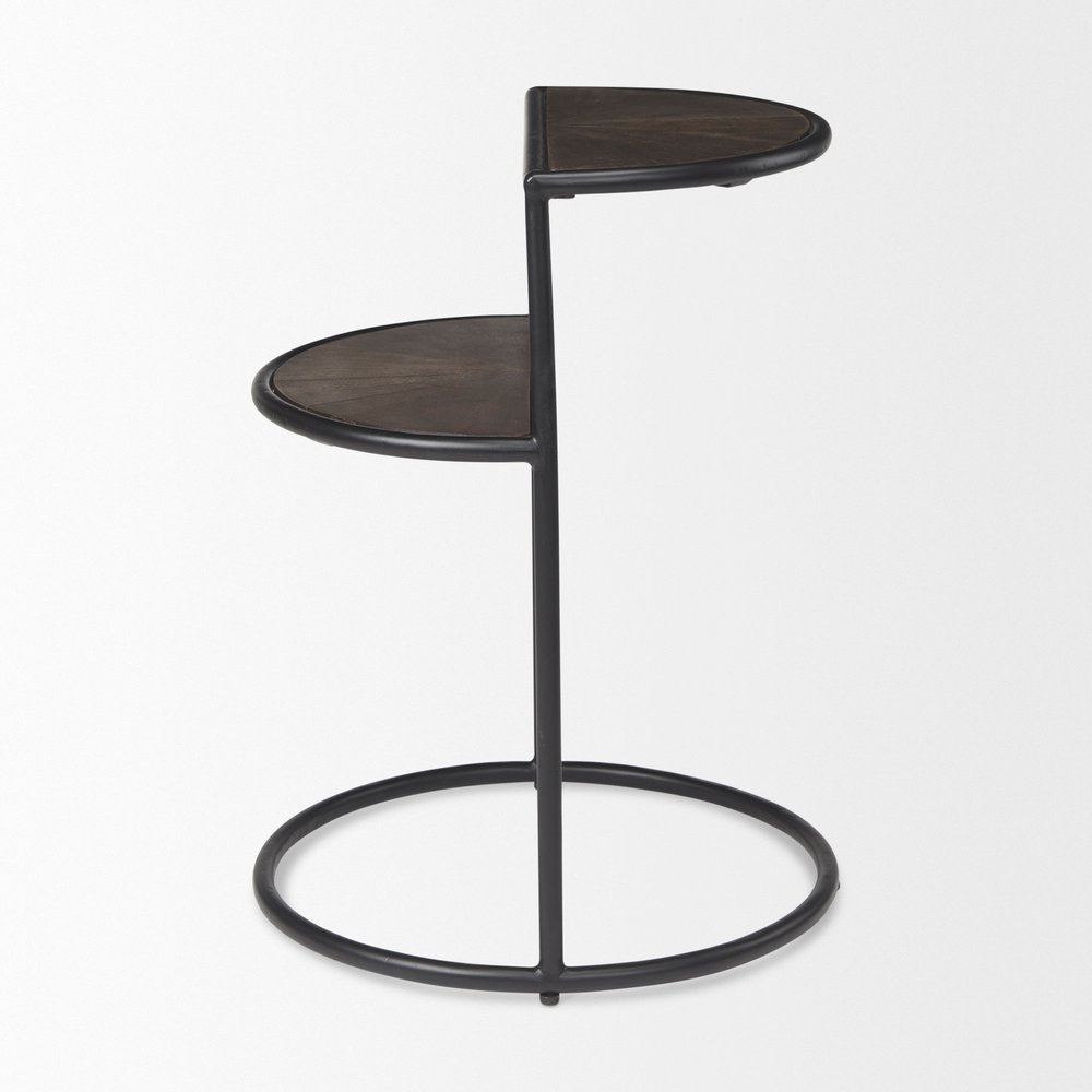 Espresso and Black Solid Wood and Metal Tray Table - 19-inch