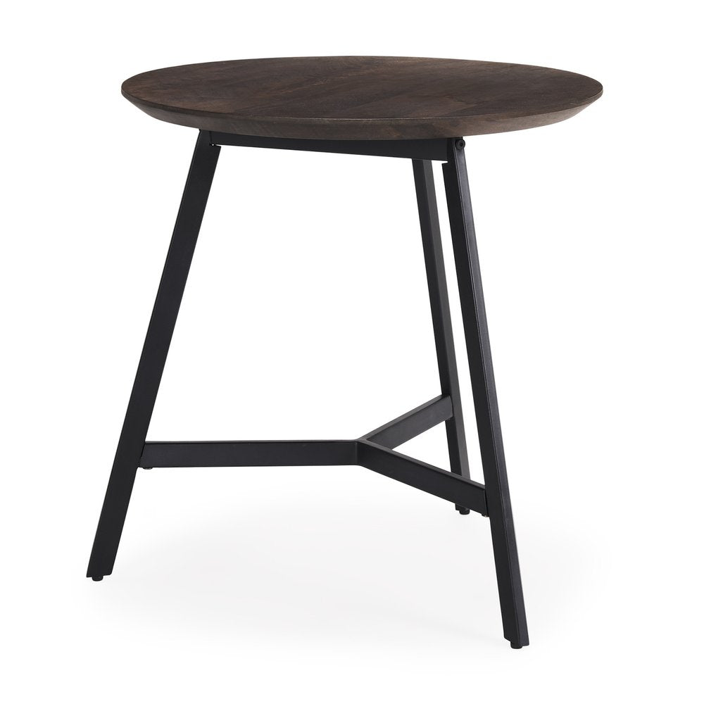 Espresso and Black Solid Wood and Metal Tray Table - 23-inch
