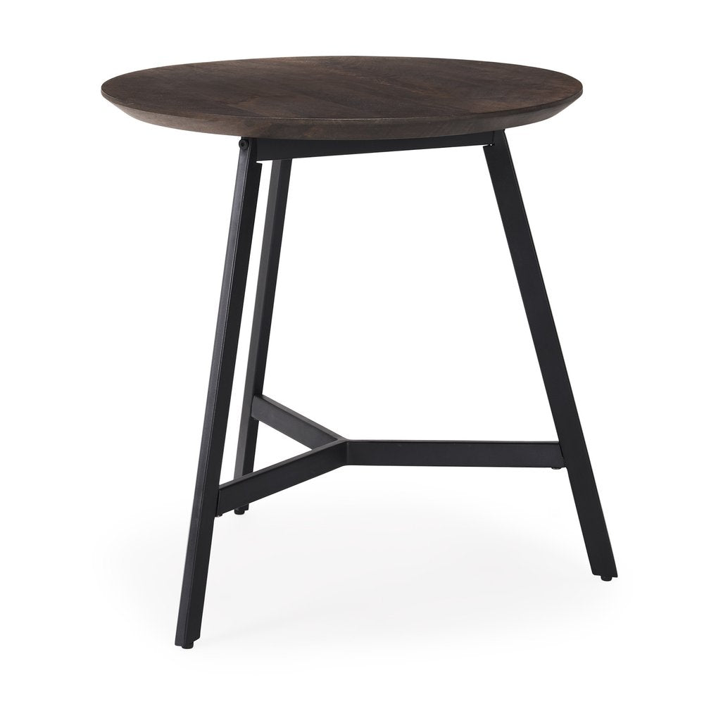 Espresso and Black Solid Wood and Metal Tray Table - 23-inch
