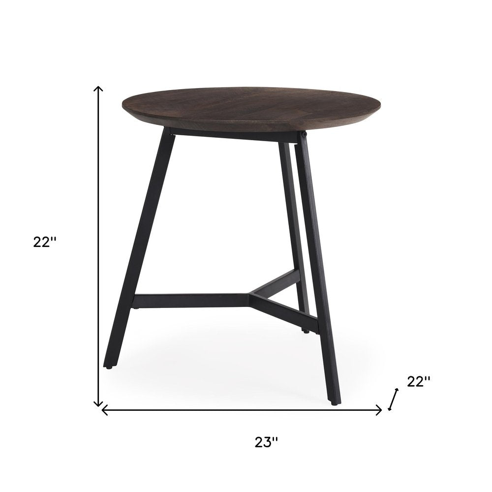 Espresso and Black Solid Wood and Metal Tray Table - 23-inch