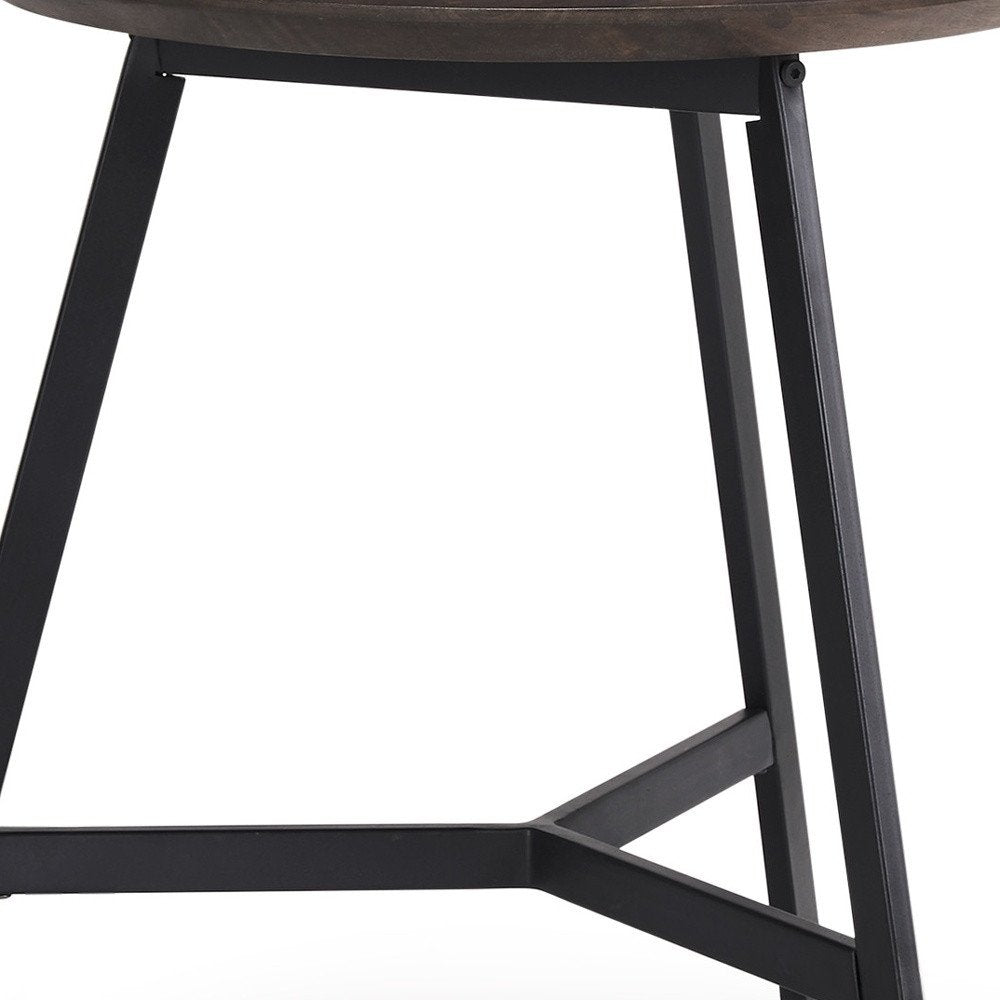 Espresso and Black Solid Wood and Metal Tray Table - 23-inch