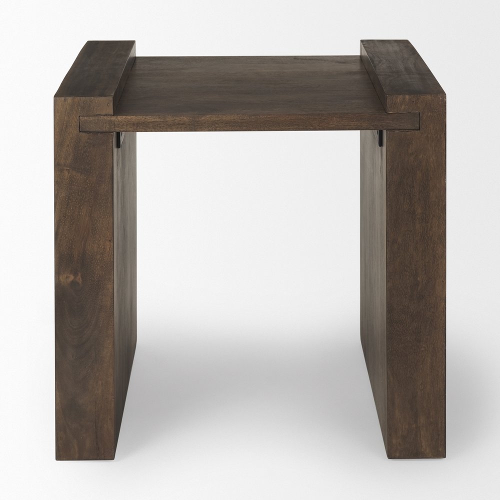 Espresso and Brown Solid Wood and Wood Tray Table - 22-inch