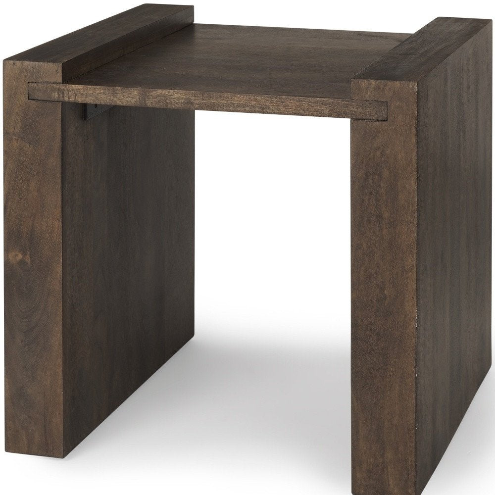 Espresso and Brown Solid Wood and Wood Tray Table - 22-inch
