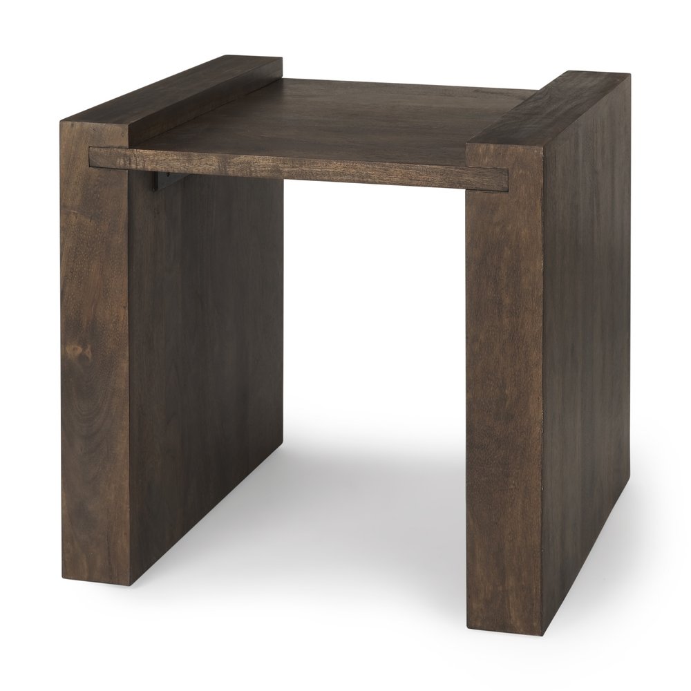 Espresso and Brown Solid Wood and Wood Tray Table - 22-inch