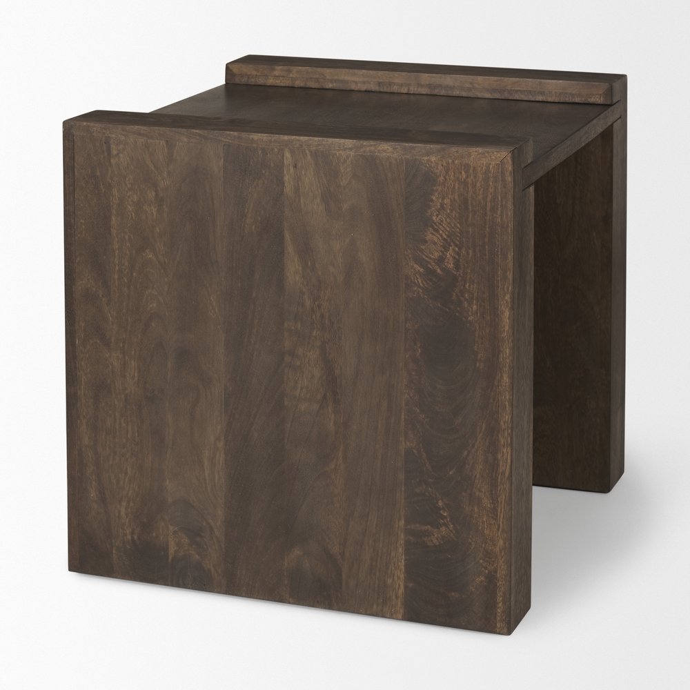 Espresso and Brown Solid Wood and Wood Tray Table - 22-inch